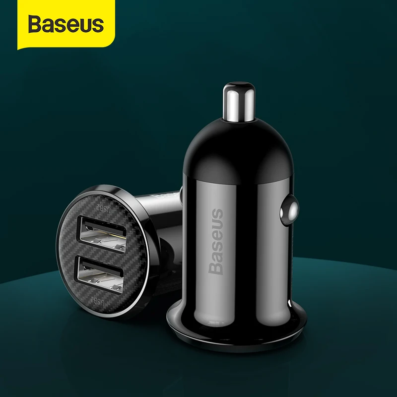

Baseus Mini Car Charger Dual USB 4.8A Quick Charger For Xiaomi Portable Phone Charger Fast Charging For Travel Small Size In Car