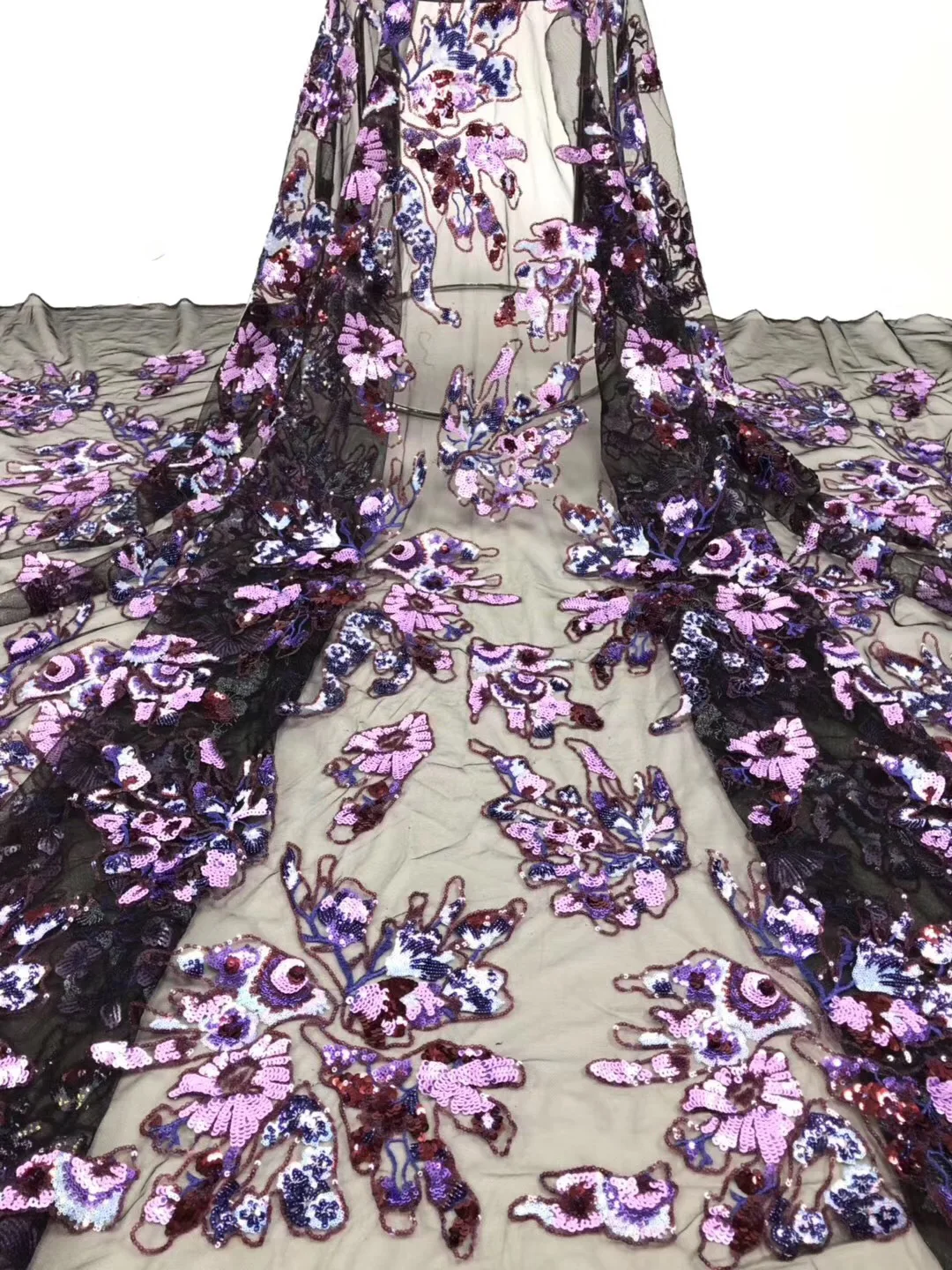 

High Quality Lace Fabric For Dress Tulle Sequins Embroidery Craft Sewing Clothes Party 5 Yards