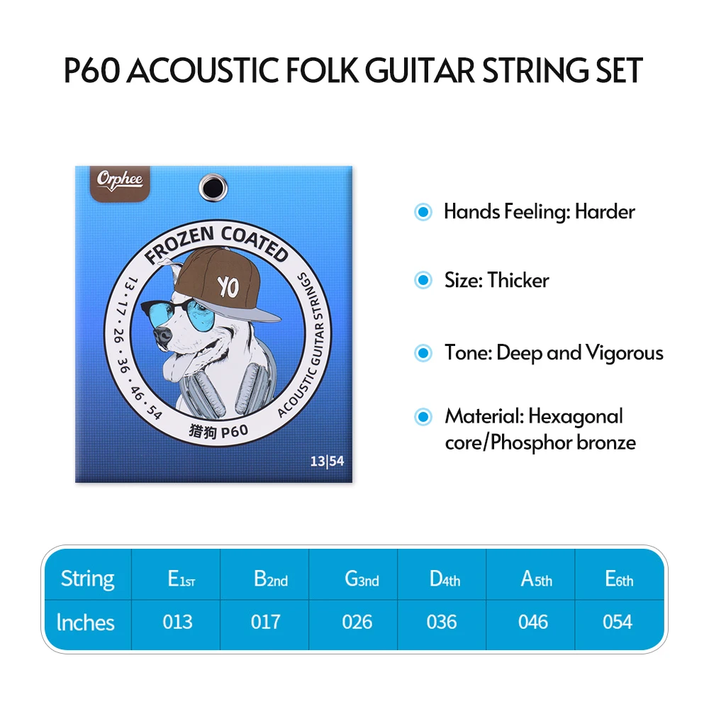 Orphee Акустическая гитара для игры в стиле фолк набор струн гитарные струны Никель