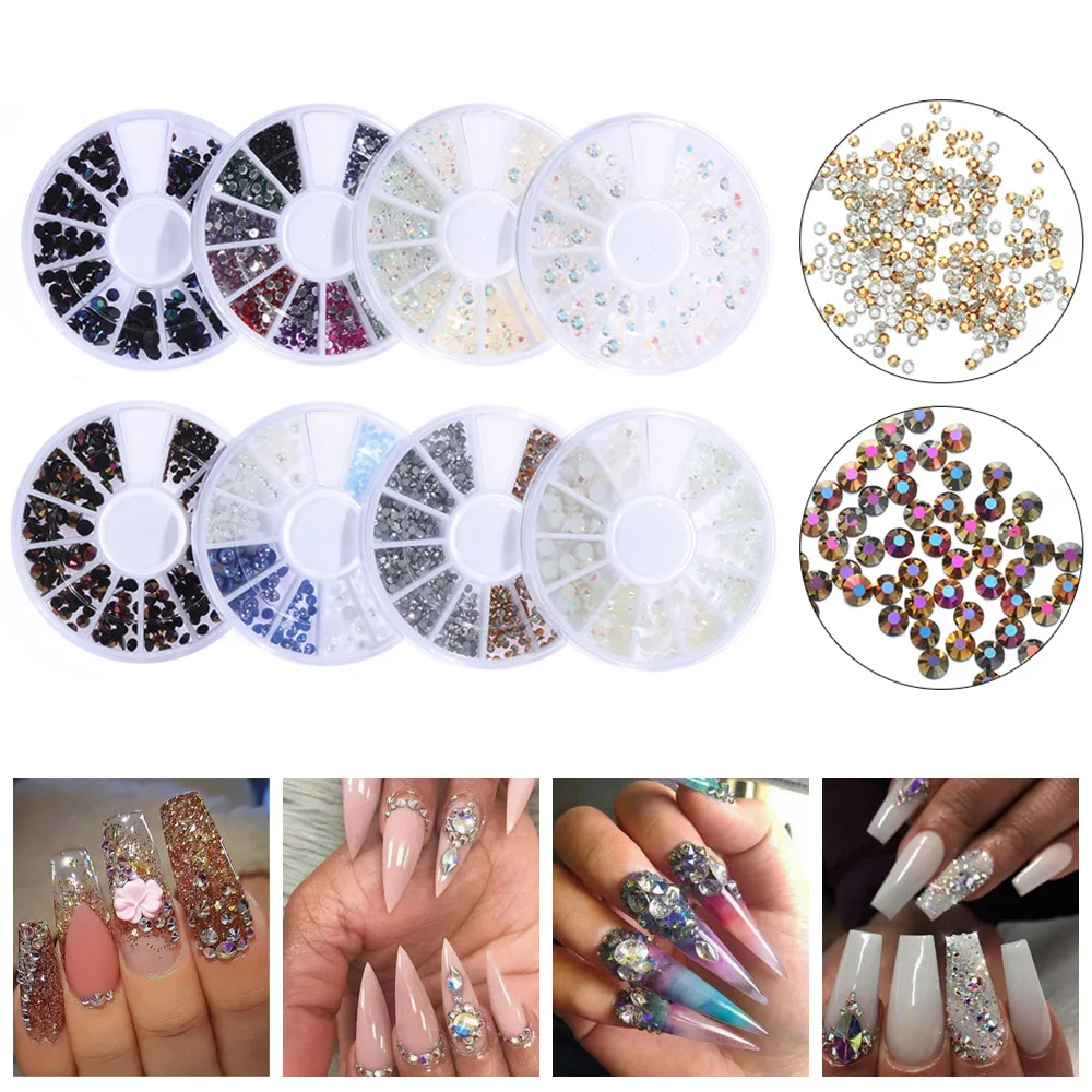 3D Nail Art Decorations Crystal Round Flat Stone Strass Nails in Wheel Rhinestone Jewelry for all Manicure Accessories CH1570 | Красота и