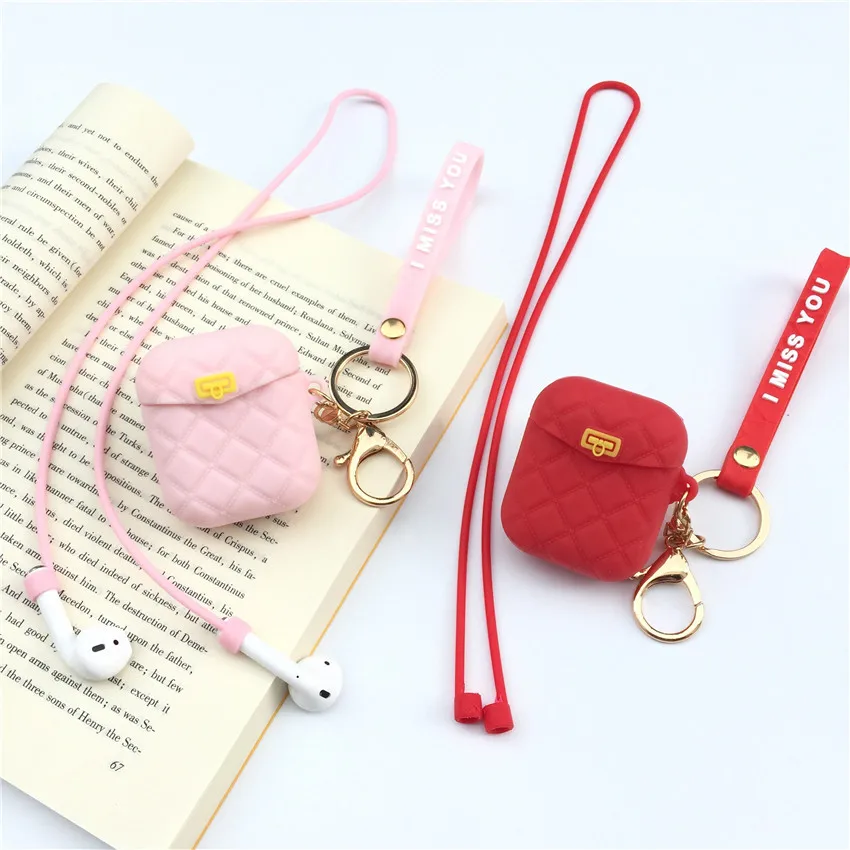 

Wireless Bluetooth Earphone Case for Apple Airpods Pro Earphone Silicone Case Cover Protective Creative Metal Hook with Lanyard