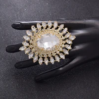 cuier 67 8cm oval gold women big rings adjustable jewelry fashion ring for wedding crystal rhinestones glass accessory