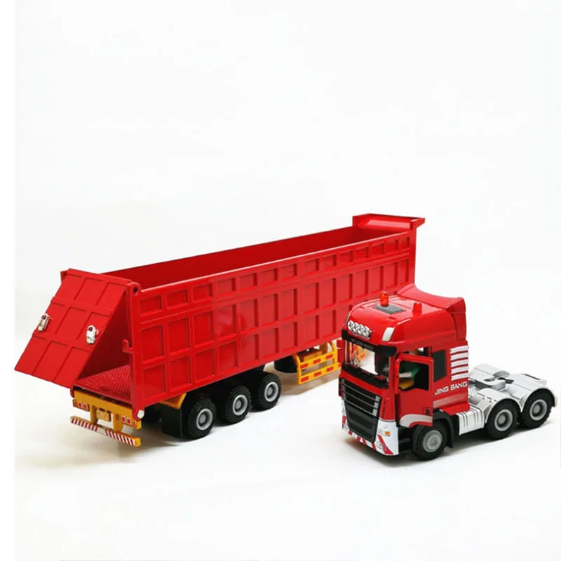 1:50 Alloy Metal Truck Trailer Container High Simulation Diecast Model Engineering Vehicle Toy Gifts For Kids collection | Игрушки и