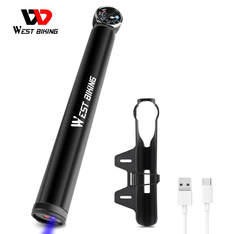 

Rechargeable Tire Inflator Portable Light Aluminum Alloy Bike Pump Air Pump Mountain Cycling Tire Inflator Schrader 12.8V 120PSI