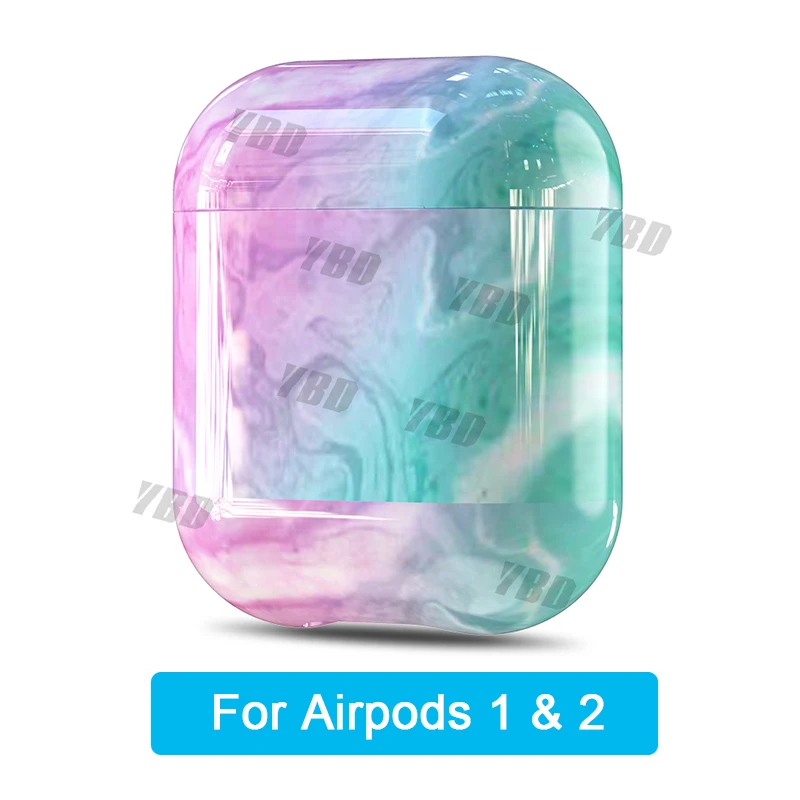 bright pink YBD роскошный чехол с мраморным рисунком для AirPods цвета чехол для Apple Airpods Air Pods чехол Coque Funda для Airpod аксессуары - Цвет: bright pink