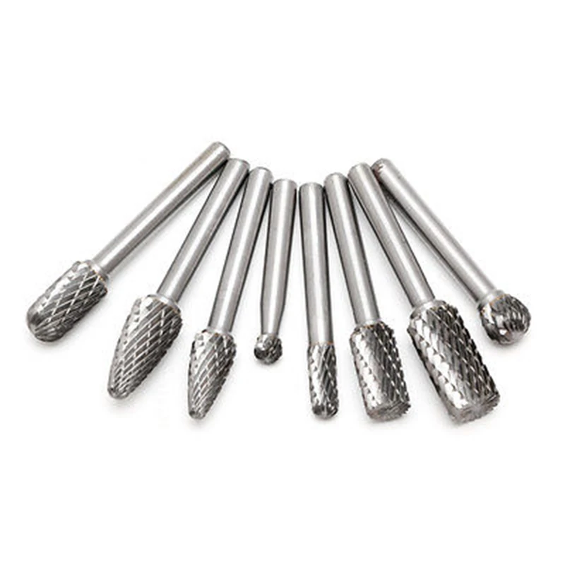 

8Pcs 1/4" Tungsten Carbide Burr Bit 6mm Rotary Cutter Files CNC Engraving Tool