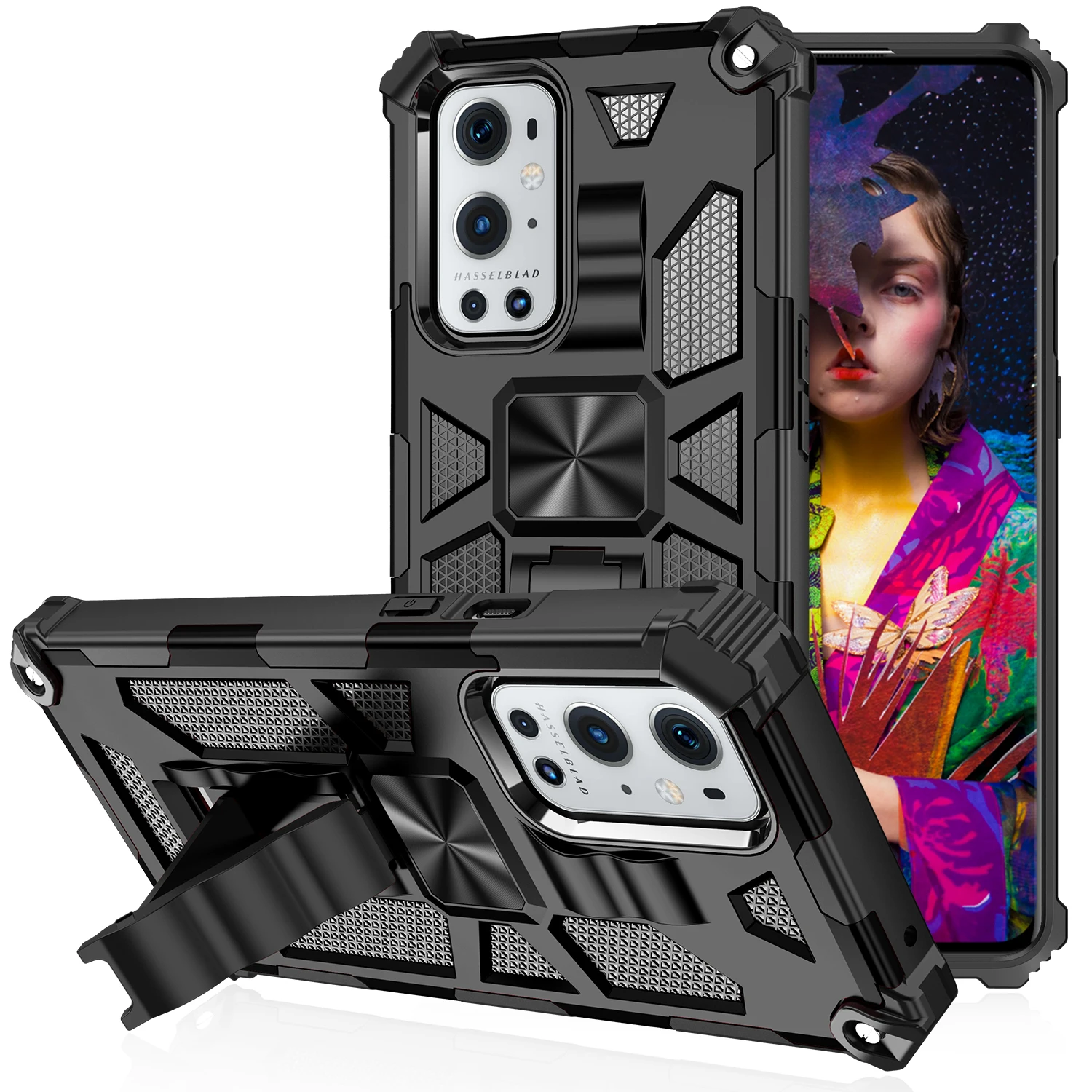 

Anti Fall Armor Phone Case For Oneplus 9 Pro For Oneplus Nord N10 N100 Rugged Four Corners Shockproof Bracket Protector PC Cover