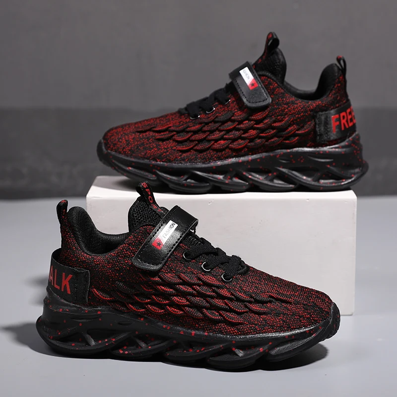 JIEMIAO 2021 Fashion New Children Shoes Trend Kids Casual Shoes  Breathable Knitting Soft Bottom Non-Slip Light Boys Sneakers