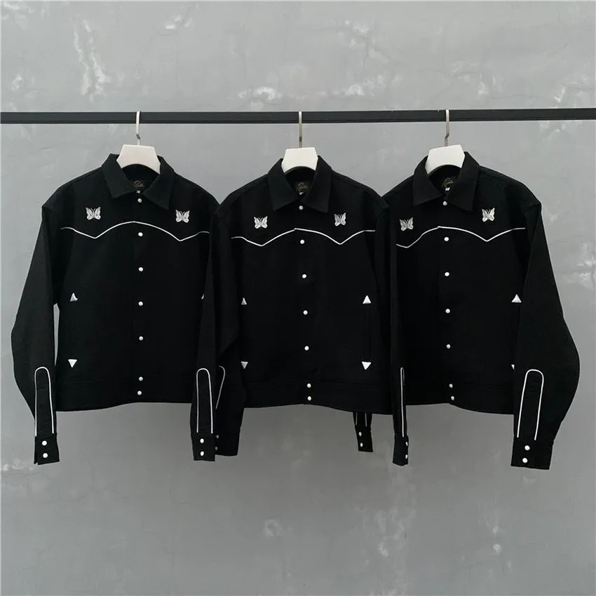 

New AWGE Needles Jacket Men Women 1:1 High-Quality Vintage British Style Butterfly Embroidery Coats
