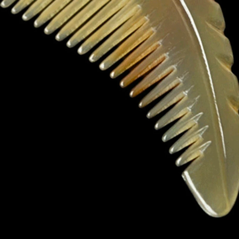 

2PC Handle Horn Comb Natural Grain Road Small Yak Horn Comb Anti-Static Massage Health Comb, Style 2 & Style 1