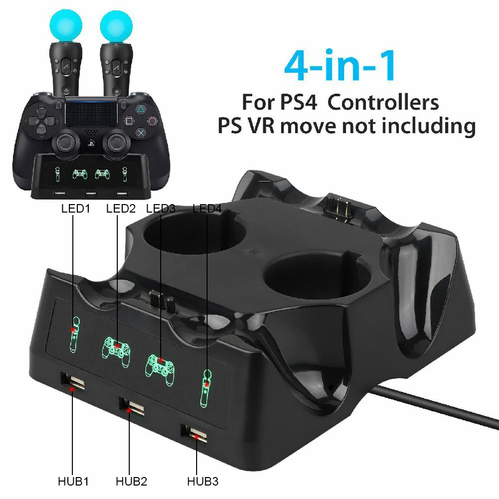 Джойстики для PS4 PS Move VR PSVR геймпады 4 в 1 контроллера зарядная док-станция