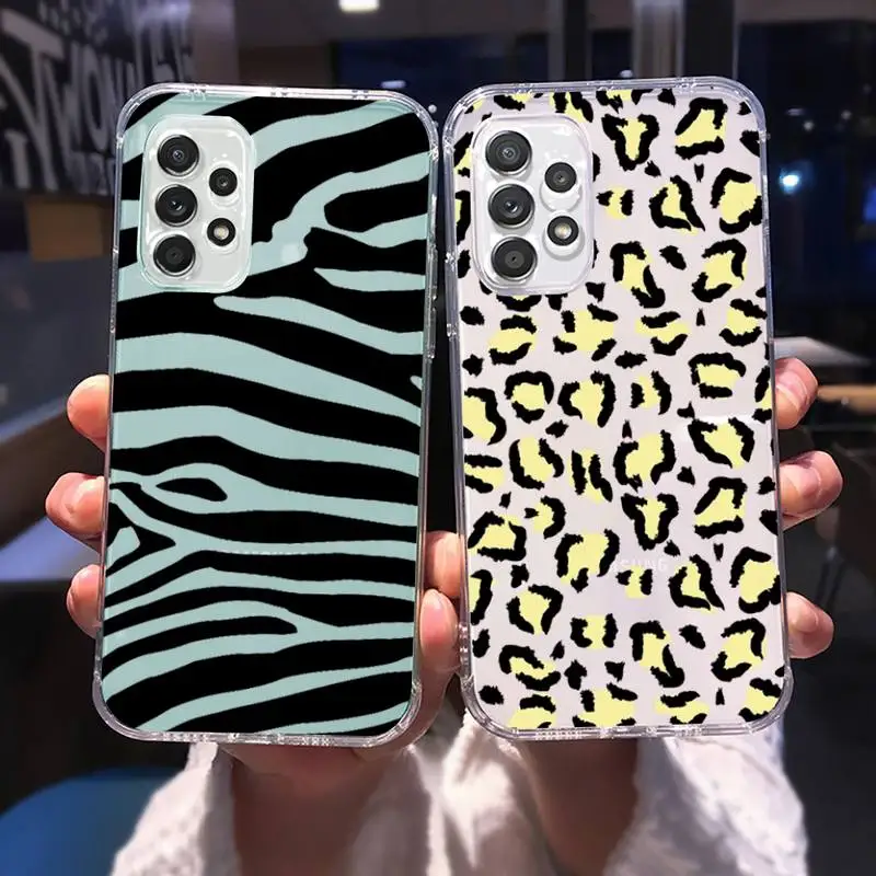 

Fashion Leopard zebra Phone Case Transparent For Samsung Galaxy A S 8 9 10 12 20 21 40 50 52 51 70 71 2019 fe 5g ultra plus