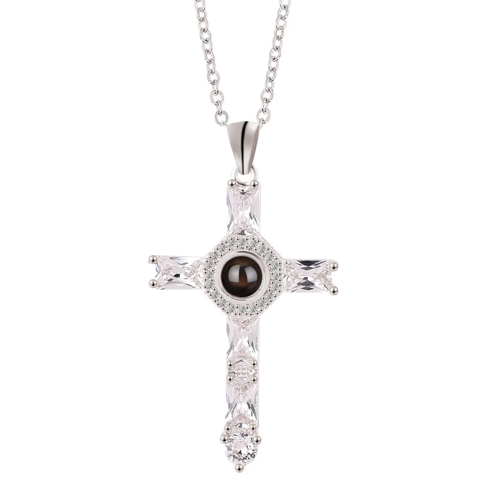 

European And American Creative Cross Projection Fashion Diamond Pendant Miniature Projection Necklace