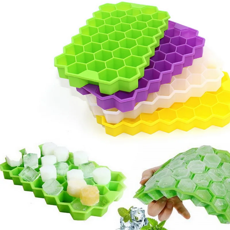 

Plapie Household Tools Honeycomb Ice Molds Food Grade Flexible Silicone Ice Molds With Lids For Ice Cream Party Whiskey Cocktail