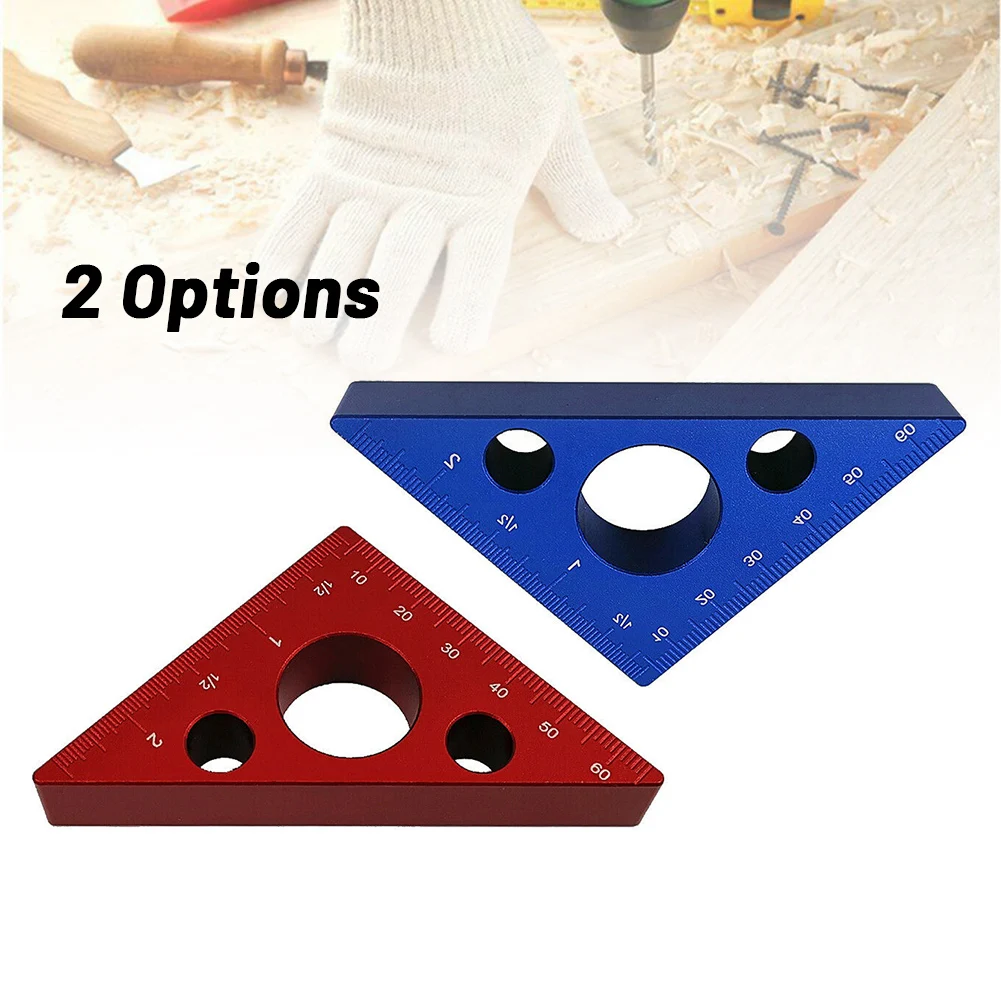 

1*Triangular Ruler Woodworking 45 Degree Aluminum Alloy Angle Ruler Inch Metric Triangle Ruler Measuring