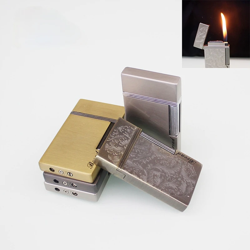 

Classic Ultra-Thin Grinding Wheel Lighter Retro Metal Open Flame Butane Gas Lighters Cigarettes Smoking Accessories Gift For Man