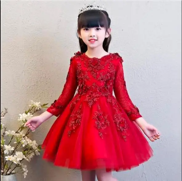 Весенние красные платья с цветами для девочек на свадьбу Розовое Кружевное