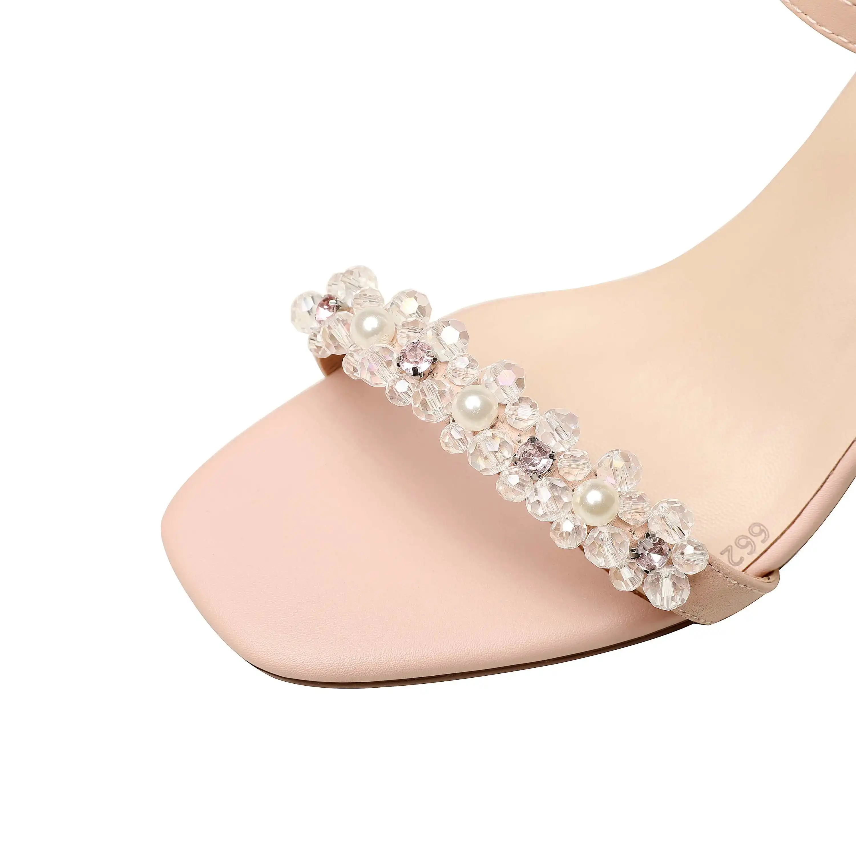 

Krazing pot big size genuine leather square toe high heels crystal young lady round heel buckle straps women sandals shoes L6f2