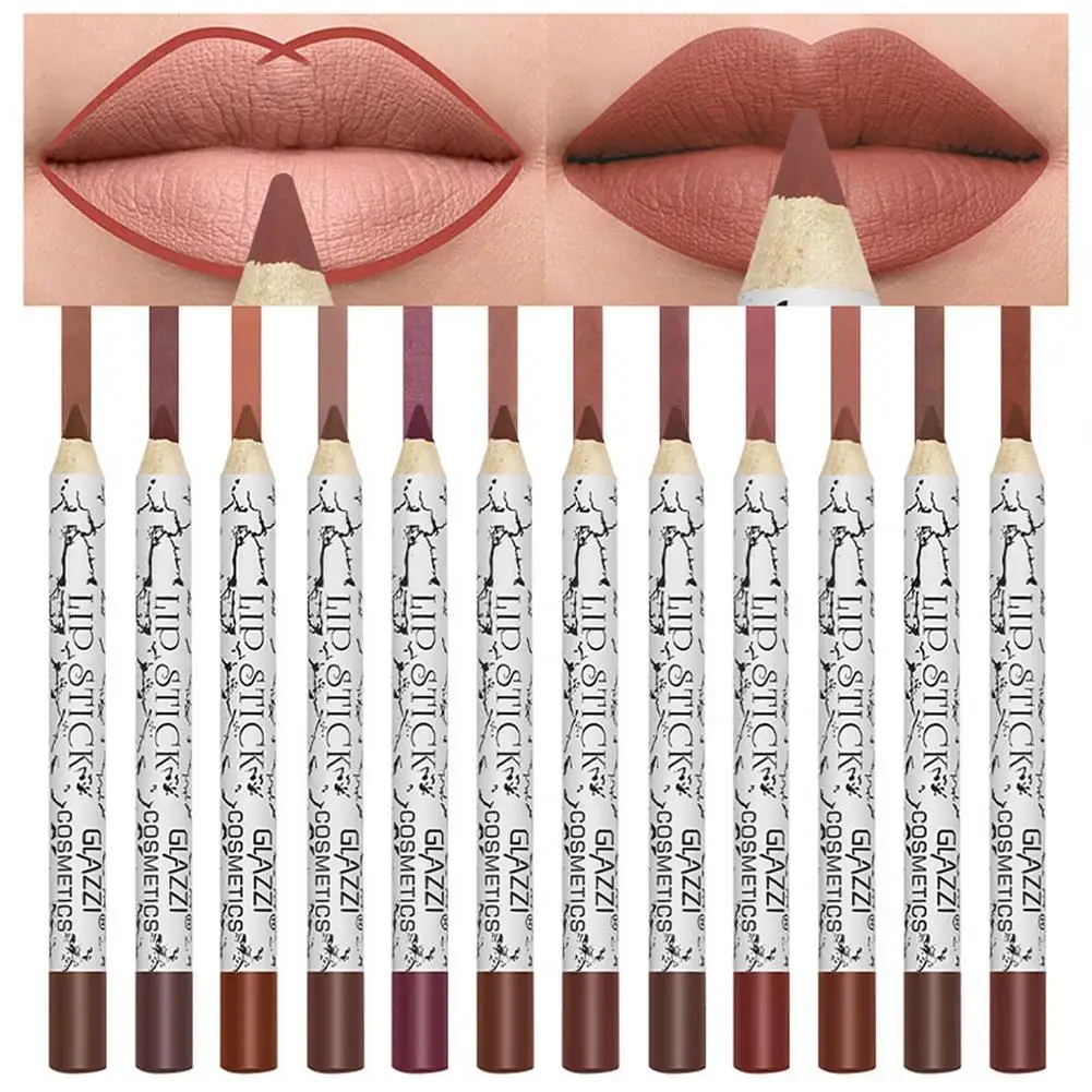 

Набор косметических ручек для губ, 12 шт., Профессиональная Матовая Водостойкая Подводка для губ, контур, макияж, помада, водостойкий