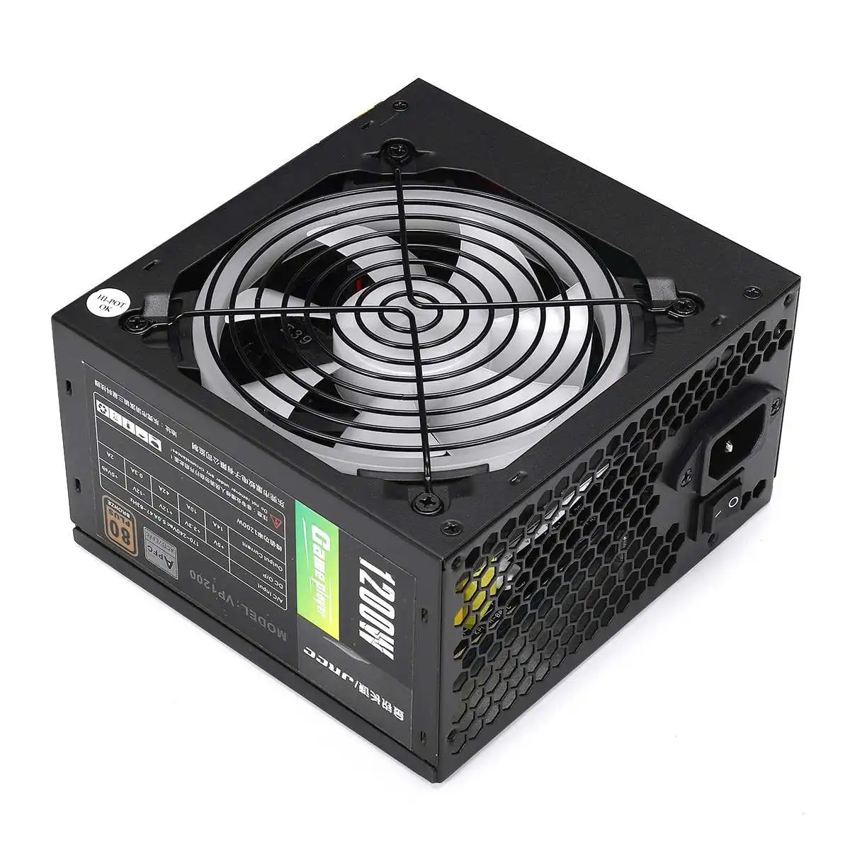 1200 Вт Активный источник питания PFC 120 мм светодиодный вентилятор 12 В ATX 8PIN + 2x6PIN SATA