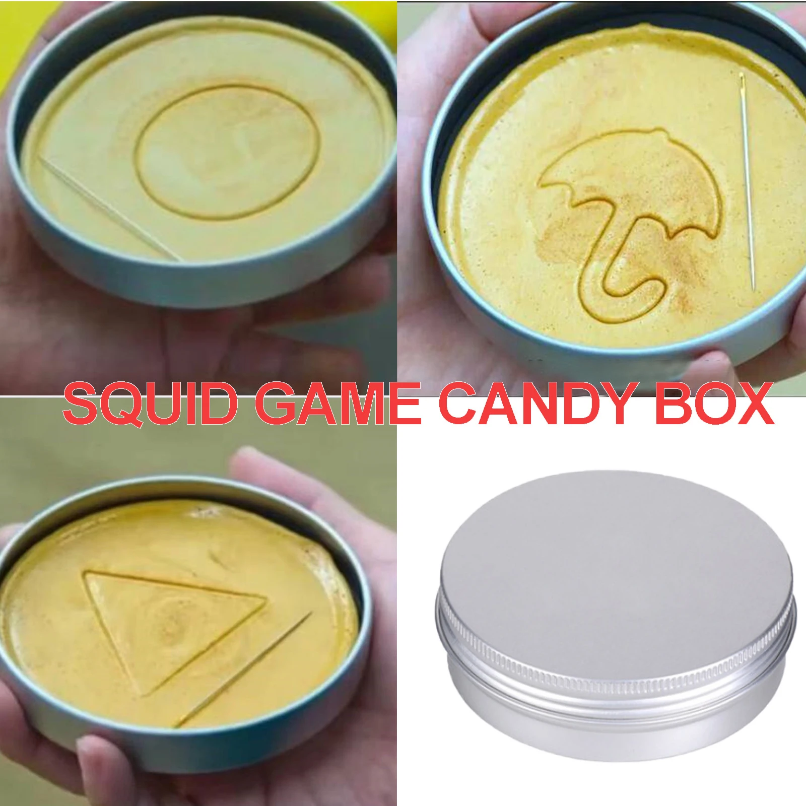 

1/4pcs Squid Sugar Cake Game Cookie Can Candy Pie Aluminum Honeycomb Container Korean Kdrama Props Biscuit Game Tin Box Holders