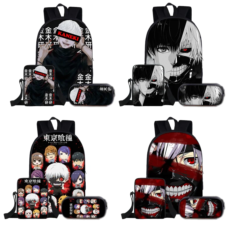 3 шт./компл. японский аниме Токийский Гуль рюкзак для мальчиков-подростков сумка