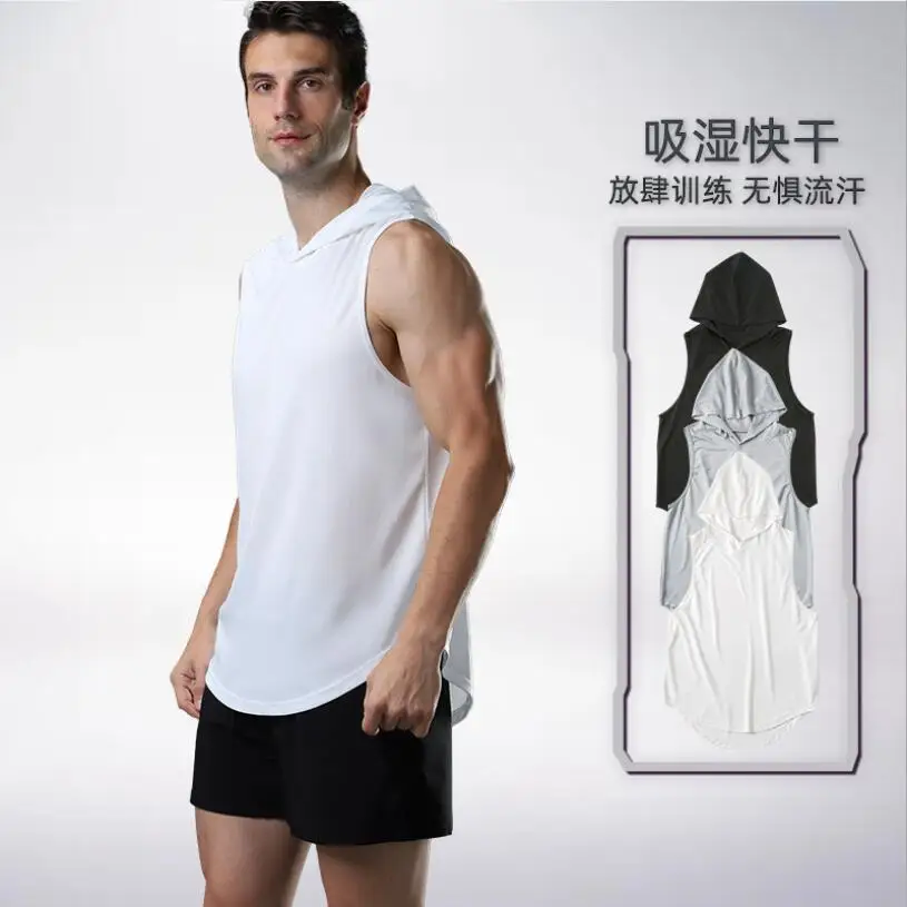 

Новые спортивные майки с капюшоном, быстросохнущая дышащая свободная Спортивная одежда для отдыха, фитнеса, бега, Мужская баскетбольная ма...