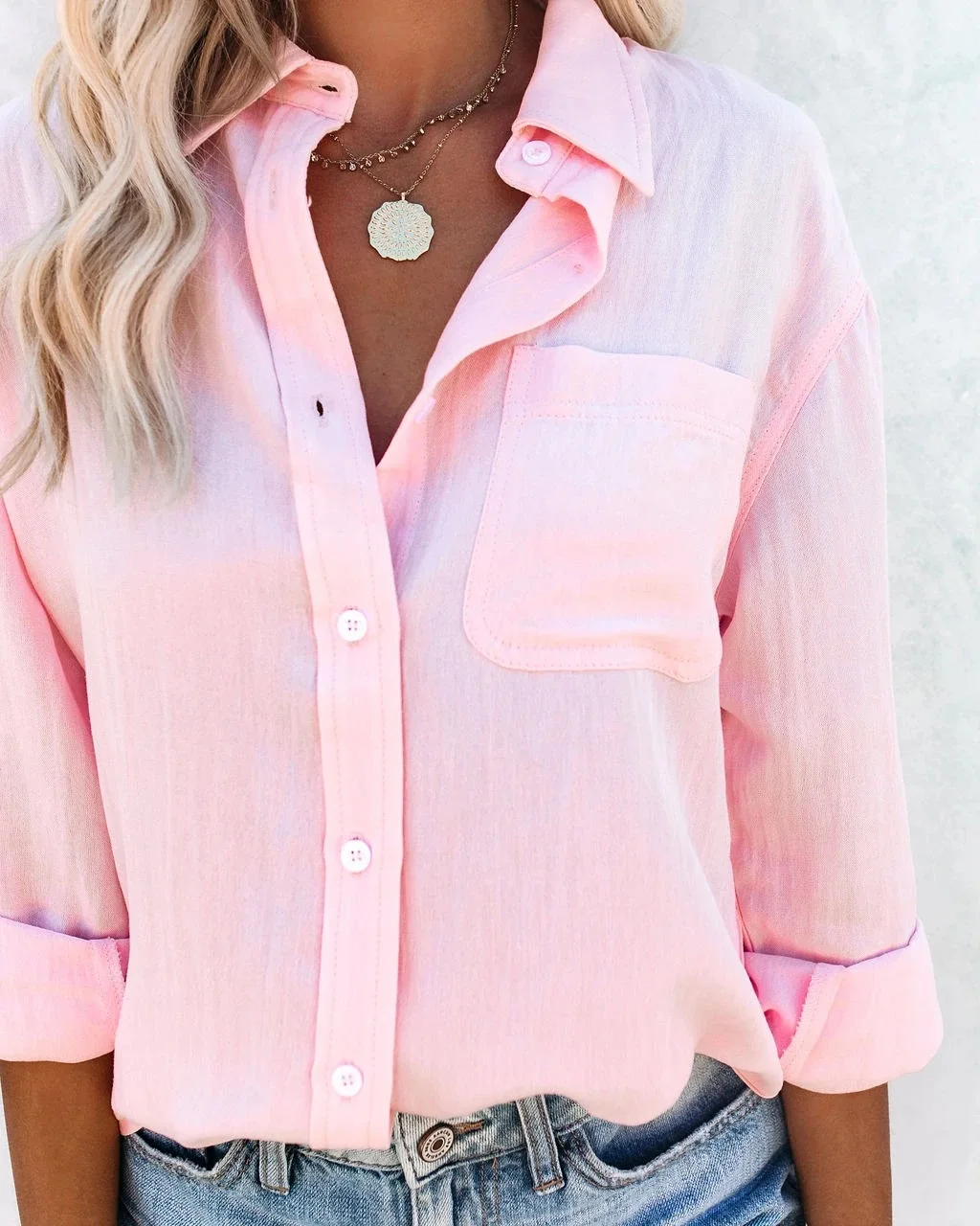 

Autumn / Winter Women's Shirt New Soild Color Long Sleeve Lapel Casual Shirt