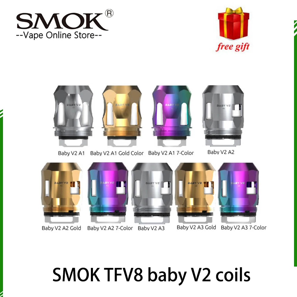 3 шт./лот Original SMOK TFV8 Детские V2 Катушки Катушка для электронной сигареты A1 A2 A3