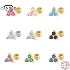 Женские серьги-гвоздики из серебра 925 пробы с разноцветным цирконием