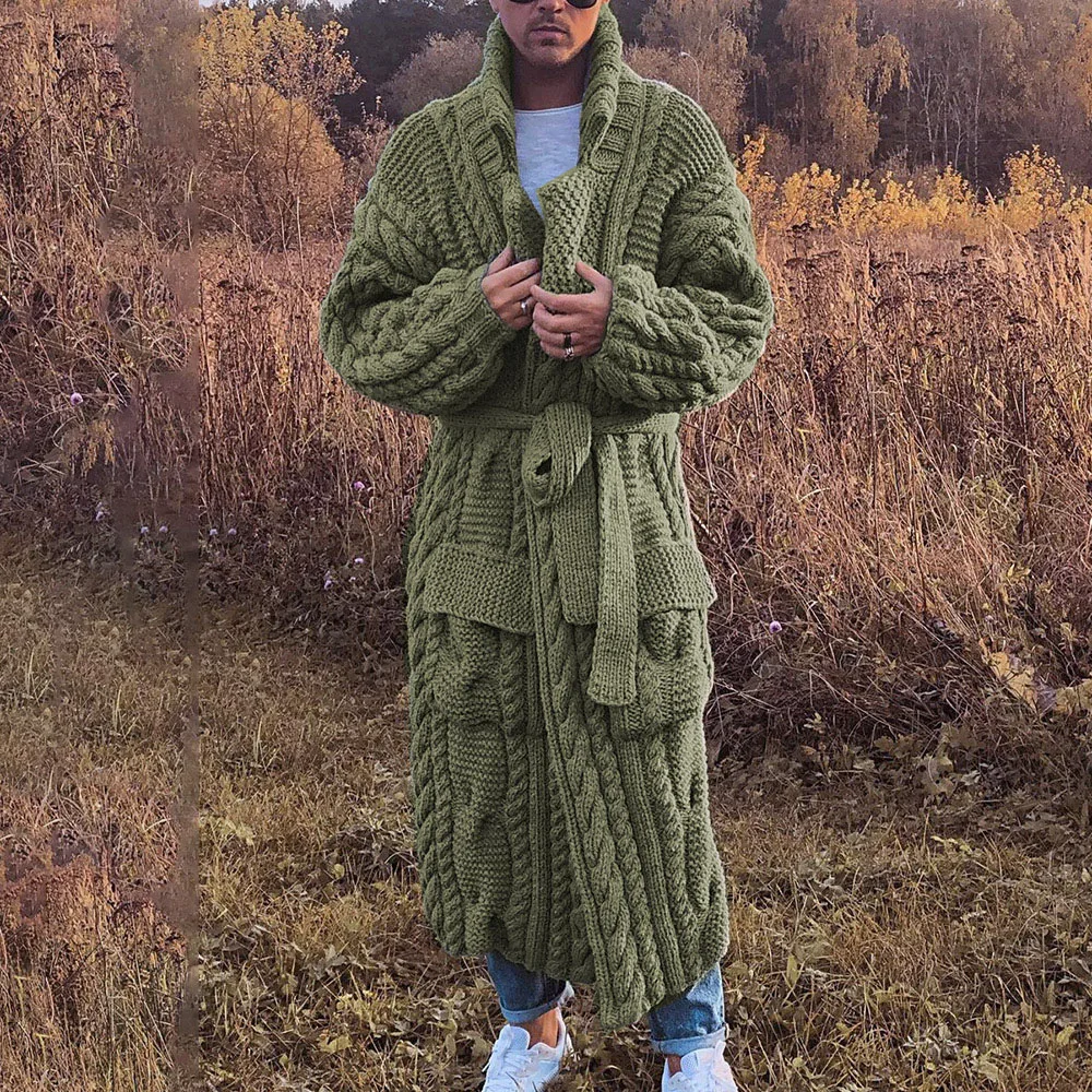 

Casual Men Sweater Cardigan Winter Jacket Cool Man Plus Size Male Brand Knitted Autumn Warm Twisted Jumpers Long Knited Coat New