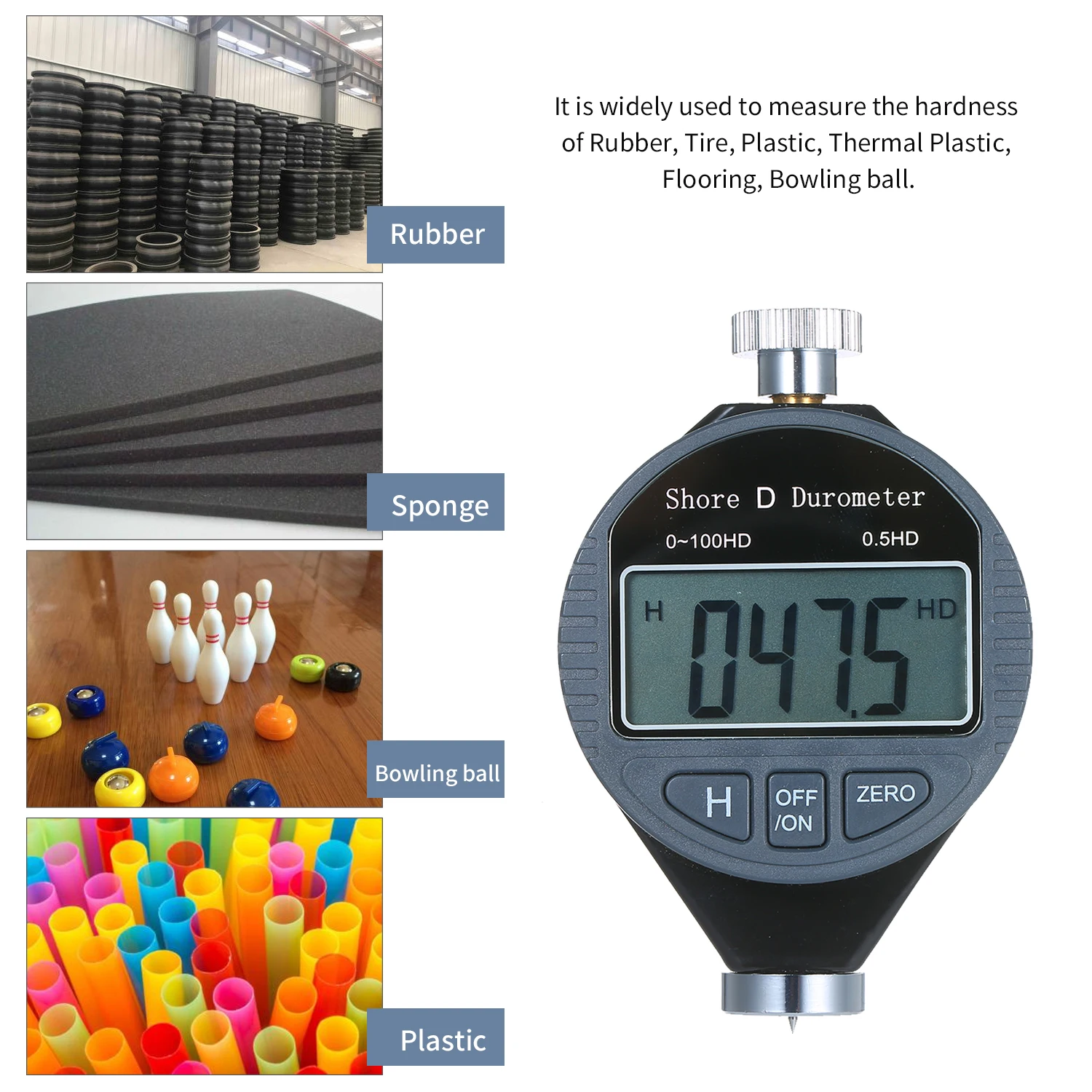 

Portable 0-100HA Shore A Hardness Tester Meter with Large LCD Display Digital Durometer Scale for Rubber Silica Gel Leather