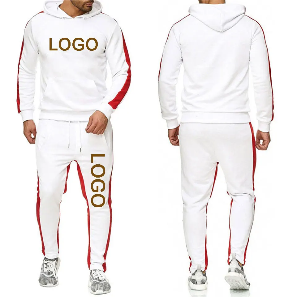 Custom Logo 2 Piece Men Hoodies+Joggers Pants Tracksuit Set Running Jogging Sports Wear Hooded SweatSuit SY057
