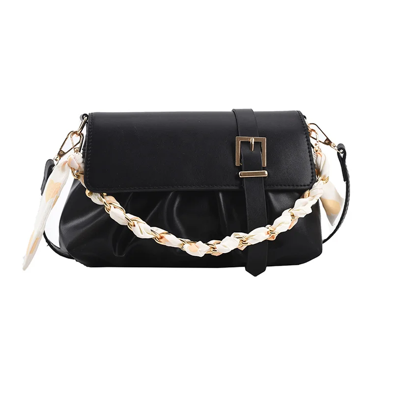 

[BXX] Simple PU Leather Pleated Crossbody Bags For Women 2021 Summer Branded Shoulder Bag Trending Luxury Travel Hand Bag HS951