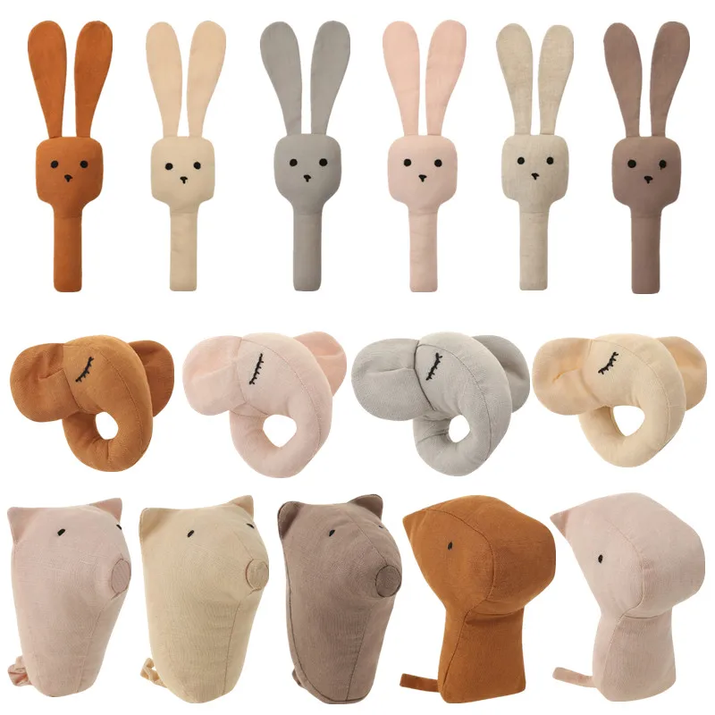 

New Baby Hand Bells Rattles Cute Long Ear Bunny Plush Shaking Toys Baby Rattle Toys Newborn Gift Hand Bell Early Educational Toy