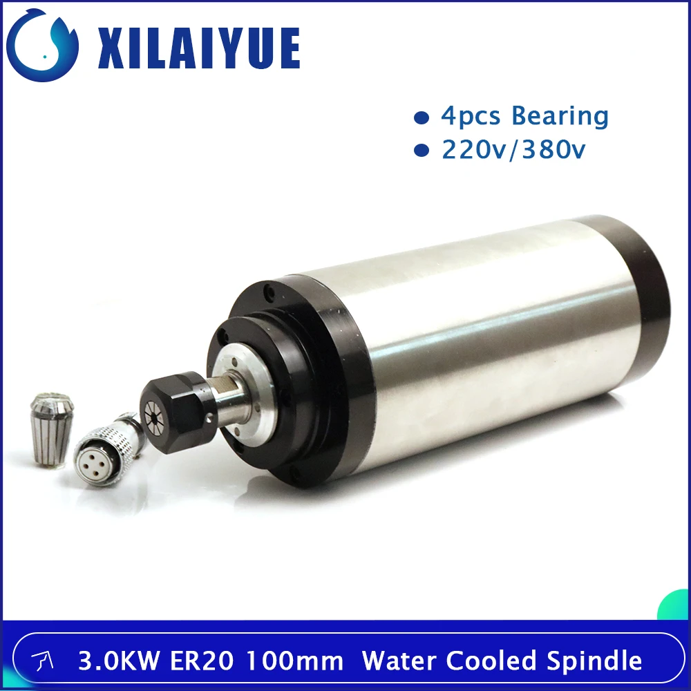 3.0KW ER20 100 мм 220V/380V 24000 об/мин Водяное охлаждение шпинделя МОТОР 4 подшипник для