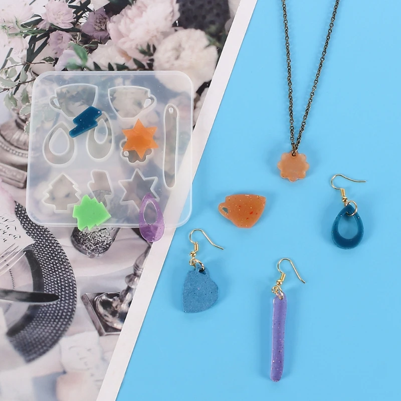 

Handmade Dangle Earrings Pendant Resin Molds Jewelry Silicone Earrings Molds N58F