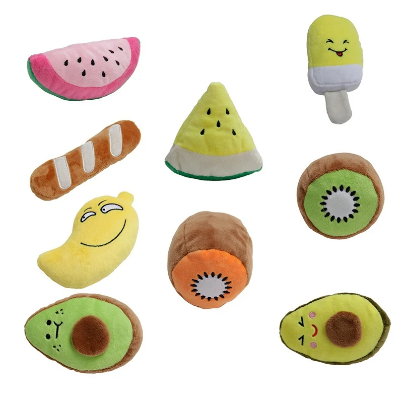

Cartoon Dog Toys Stuffed Squeaking Pet Toy Cute Plush Fruit Puzzle Toy For Dogs Cat Chew Squeaker Squeaky Toy For All Pet L2