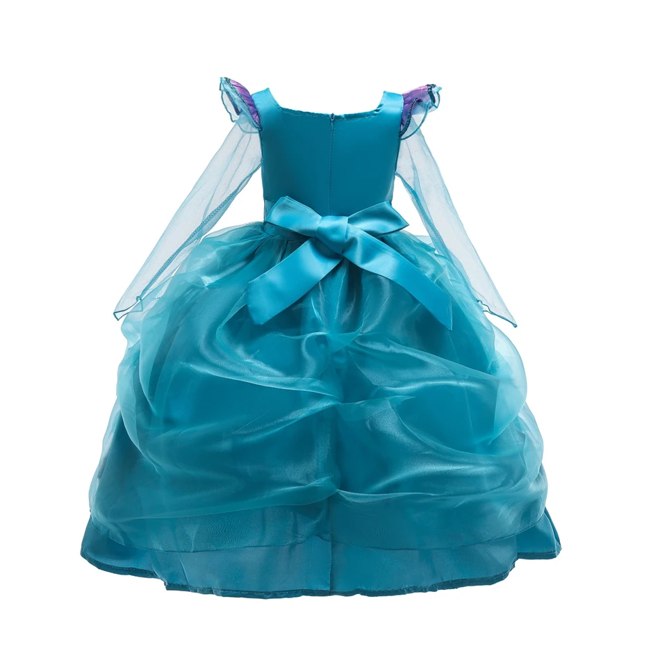 Girls New Year Party Ariel Princess Dress Girl Gorgeous Little Mermaid Dresses Blue Costume for Kids Children Clothing | Мать и ребенок