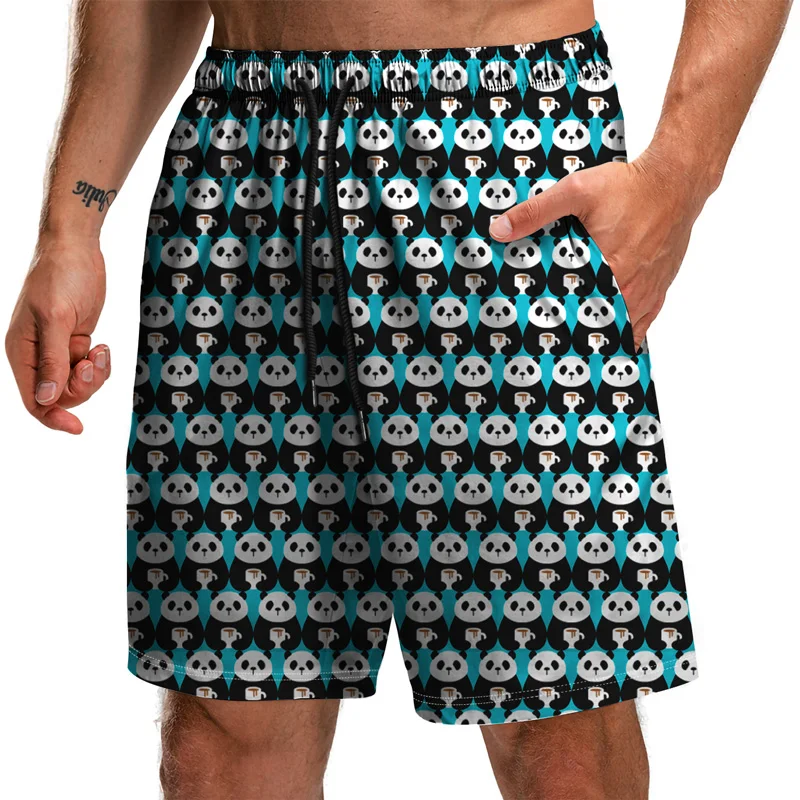

New Summer Casual Shorts Men's Running Sports Loose Beach Pants 3D Panda Print Bermuda Shorts Quick-Drying And Breathable