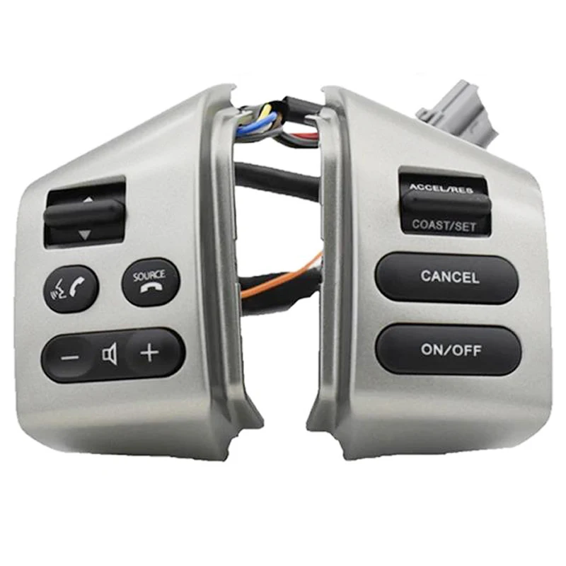 

a Pair Steering Wheel Control Buttons Smart Remote with Cables Silver Button for Nissan SYLPHY LIVINa & TIIDA