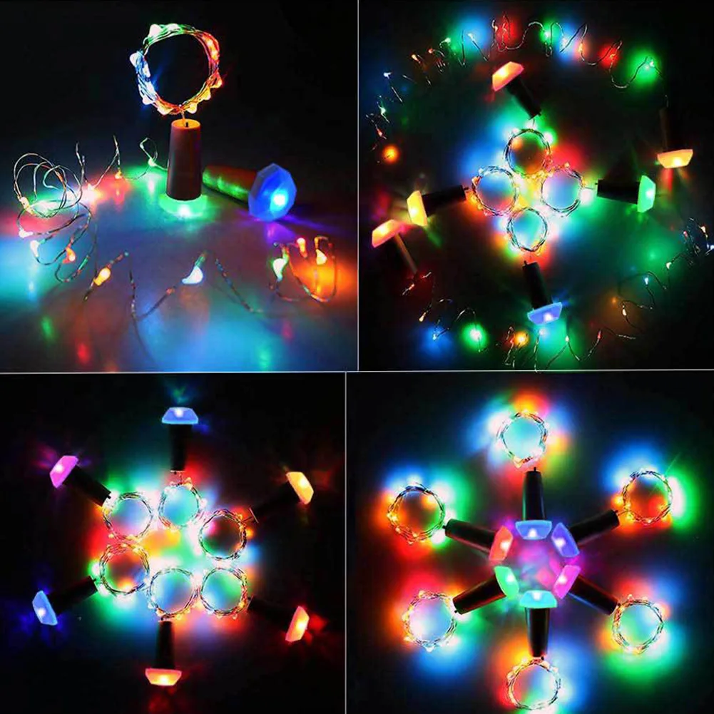 

New 6pcs Party Home Fairy Copper Wire Decoration Garden Waterproof Led String Wine Bottle Light Outdoor Colorful Solar Lamp