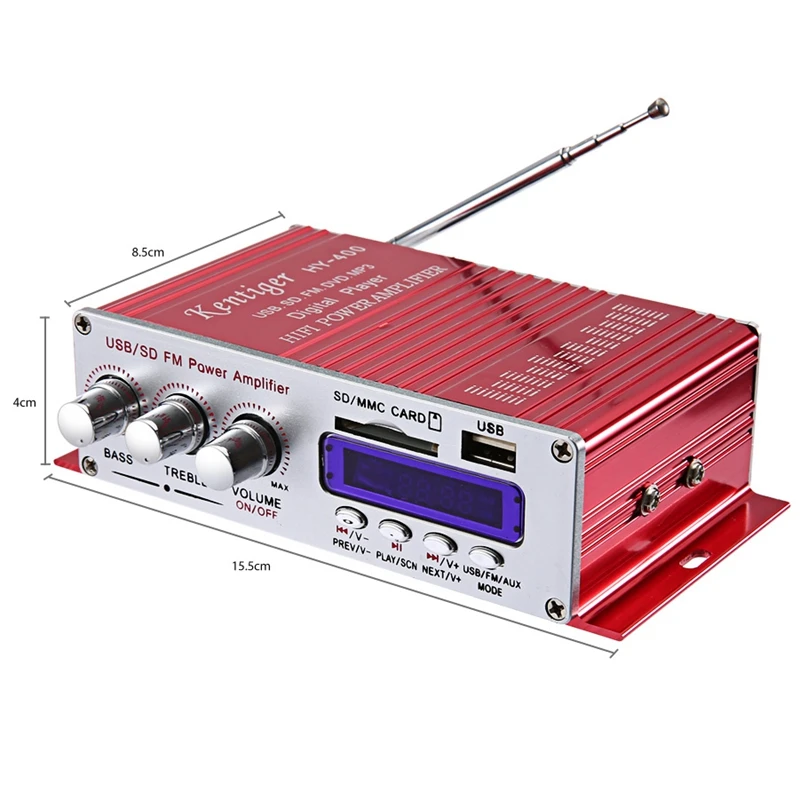 Автомобильный стереоусилитель Kentiger Hy-400 Hi-Fi радио mp3-колонка с Fm-дисплеем мощный