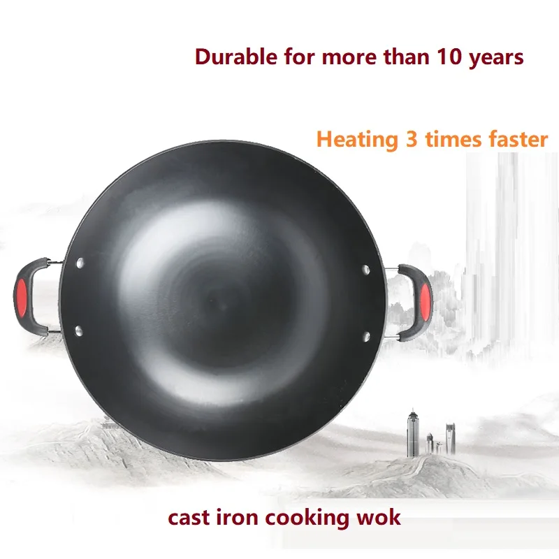 Чугунная энергосберегающая газовая кастрюля wok для домашнего использования