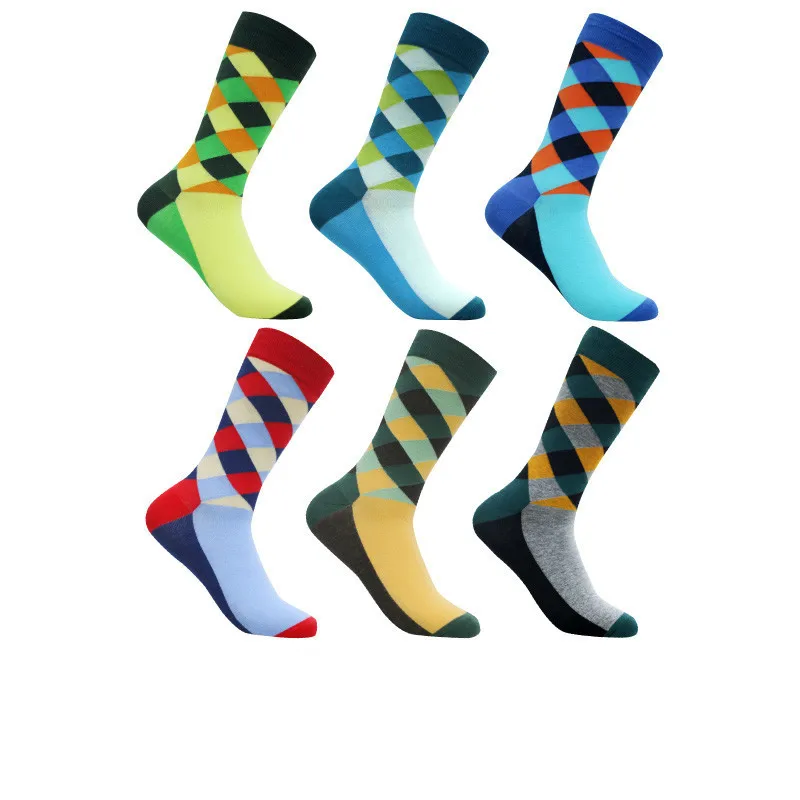 

Peonfly красочные новые мужские Носки с рисунком ромбиками в полоску из чесаного хлопка для свадьбы лучший подарок