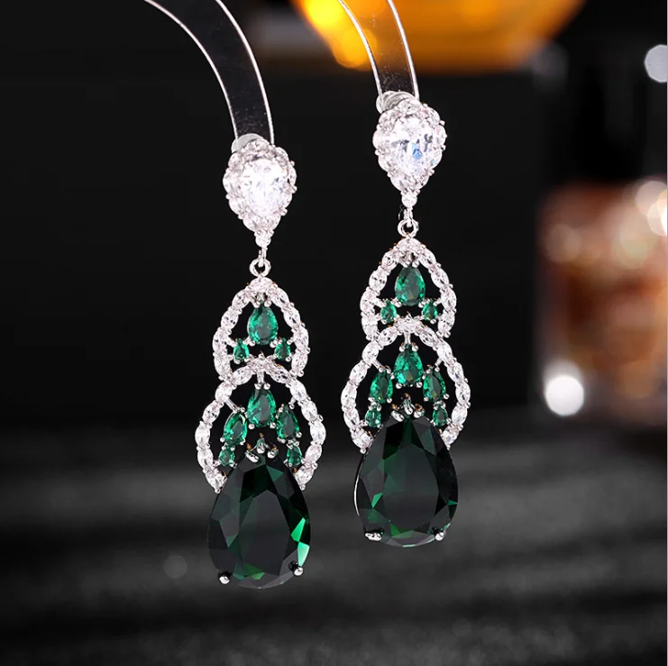 

Women Luxury fashion French zircon earrings female exaggerated temperament earrings