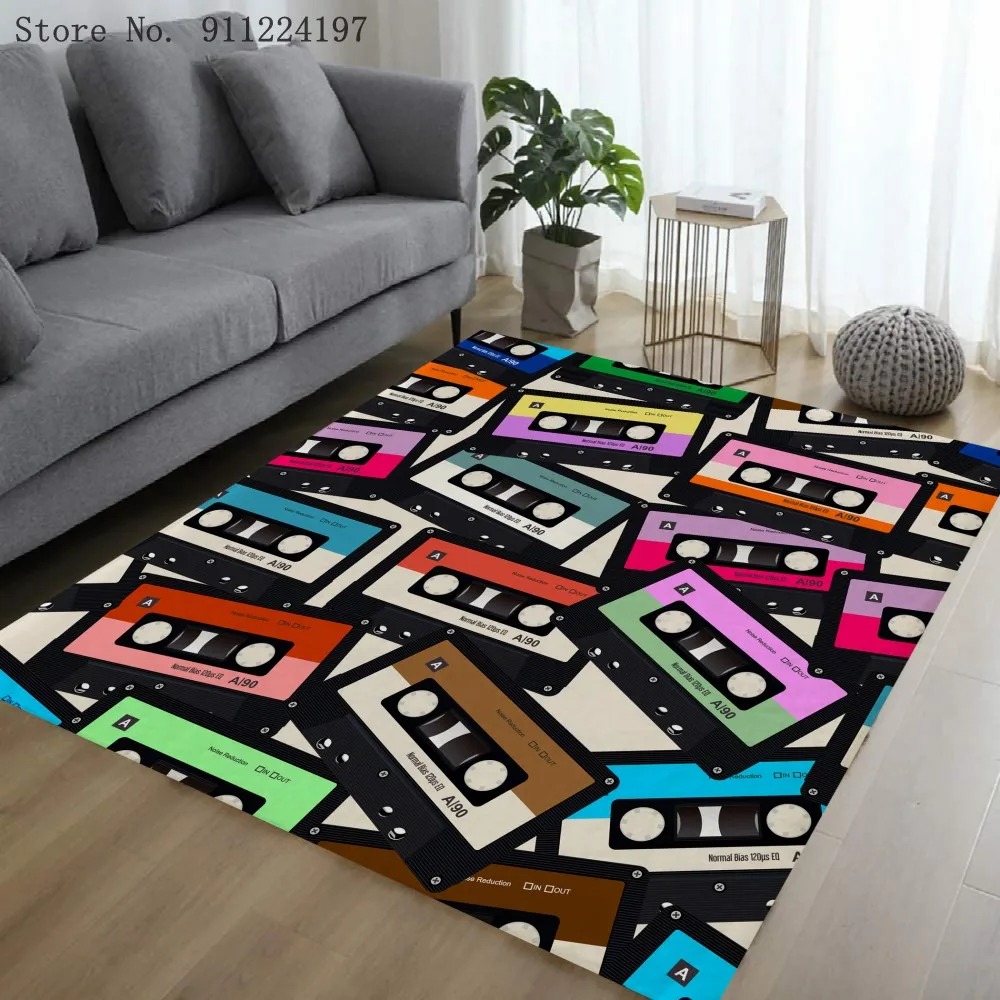 

Cartoon Camel Carpet Non-Slip Base Rug Fabric Kitchen Living room Cassette Tape Radio bedroom decor living room study room