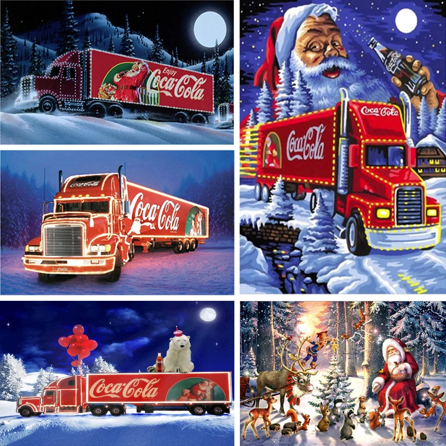 

5D Diy Diamond Painting Truck Santa Claus Snow Landscape Full Round Square Diamond Embroidery Diamond Mosaic Christmas Gifts