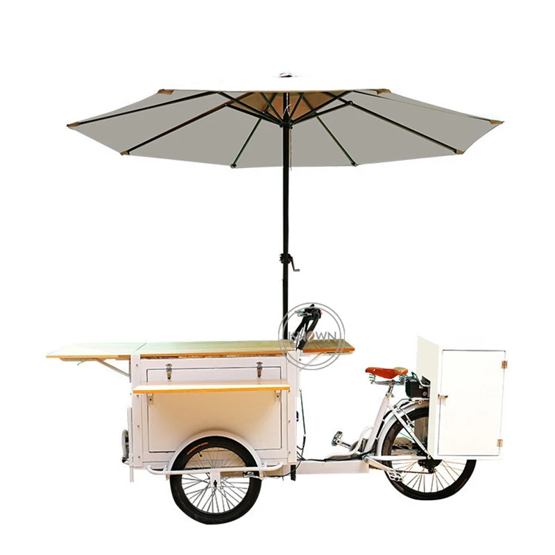 

3-колесный грузовой велосипед для мороженого, Электрический педальный велосипед, уличный бизнес, Мобильный Торговый автомат, кофейный киос...