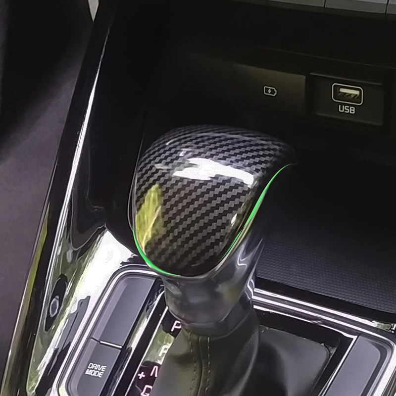 Finiture della testa della leva del cambio dell'auto per Kia Sorento MQ4 2021 accessori interni copertura della manopola del cambio in fibra di carbonio ABS automatico